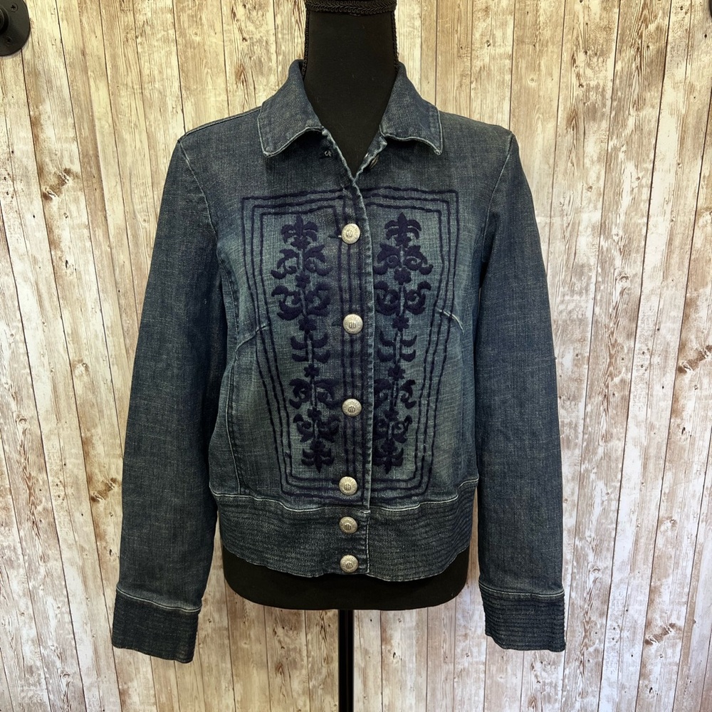 Dorothee Bis Embroidered‎ Denim Jacket - WMNS Size 10